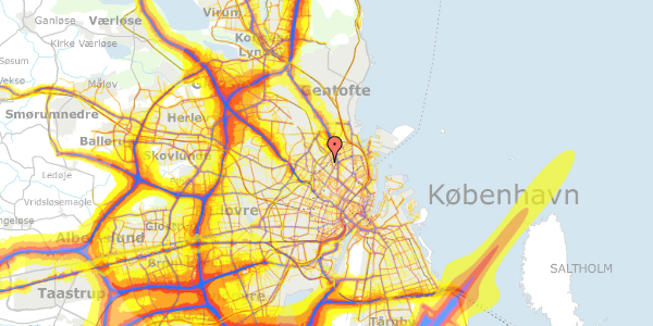 Trafikstøjkort på Vermundsgade 25D, 1. th, 2100 København Ø