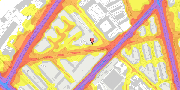 Trafikstøjkort på Vermundsgade 25F, st. 1, 2100 København Ø