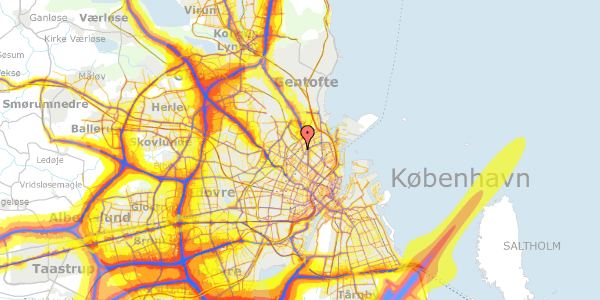 Trafikstøjkort på Vermundsgade 28, 1. , 2100 København Ø