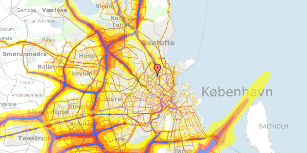 Trafikstøjkort på Vermundsgade 33, 1. th, 2100 København Ø