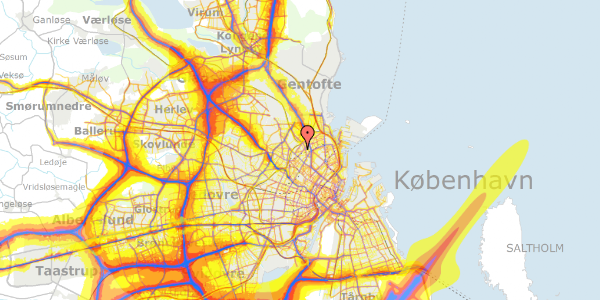 Trafikstøjkort på Vermundsgade 35, 1. th, 2100 København Ø