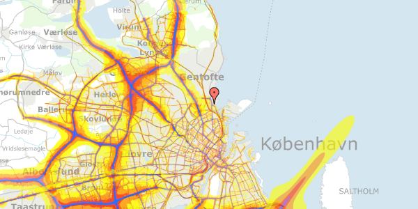 Trafikstøjkort på Vestagervej 16, kl. , 2100 København Ø