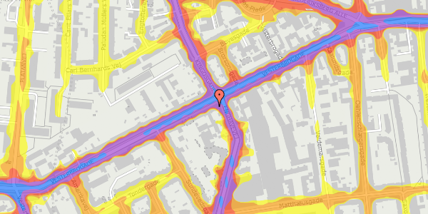 Trafikstøjkort på Vesterbrogade 105A, 5. 1, 1620 København V