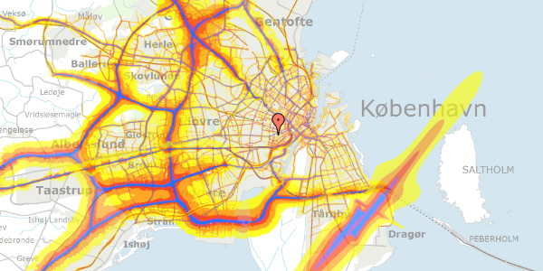 Trafikstøjkort på Vesterbrogade 128B, 1. th, 1620 København V