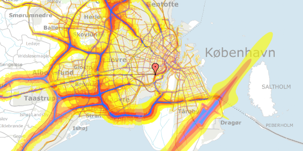 Trafikstøjkort på Vestre Kirkegårds Allé 11, 2450 København SV