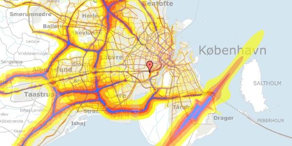 Trafikstøjkort på Vestre Kirkegårds Allé 15, 1. , 2450 København SV