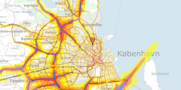 Trafikstøjkort på Vibekegade 14, st. tv, 2100 København Ø