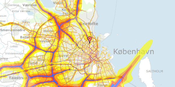 Trafikstøjkort på Vibekegade 21, 1. th, 2100 København Ø