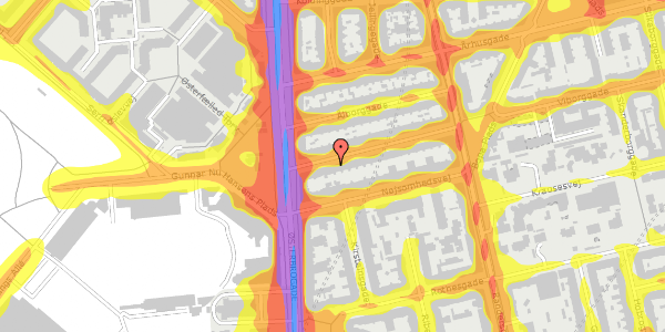 Trafikstøjkort på Viborggade 4, kl. , 2100 København Ø