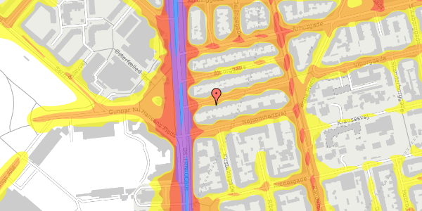 Trafikstøjkort på Viborggade 4, 1. tv, 2100 København Ø