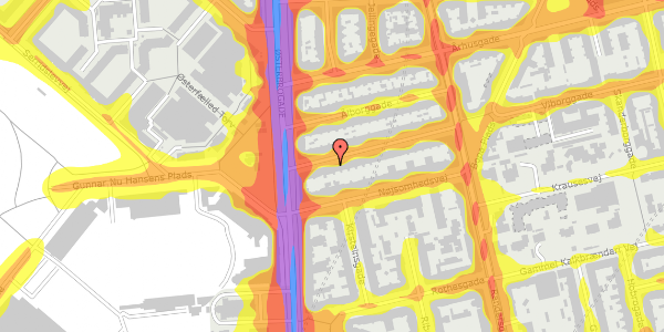 Trafikstøjkort på Viborggade 4, 3. tv, 2100 København Ø