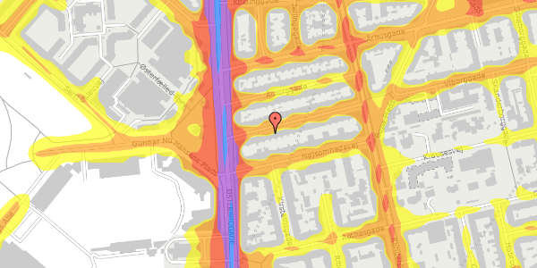 Trafikstøjkort på Viborggade 6, st. th, 2100 København Ø