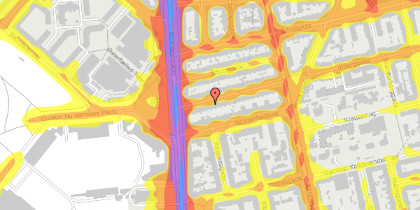 Trafikstøjkort på Viborggade 6, 1. th, 2100 København Ø