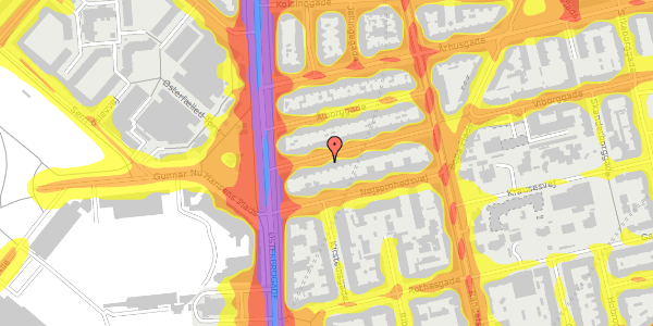 Trafikstøjkort på Viborggade 8, kl. , 2100 København Ø