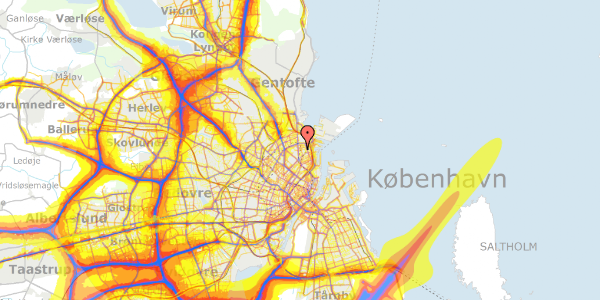 Trafikstøjkort på Viborggade 11, kl. , 2100 København Ø