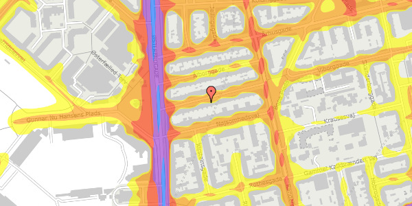 Trafikstøjkort på Viborggade 12, 3. th, 2100 København Ø