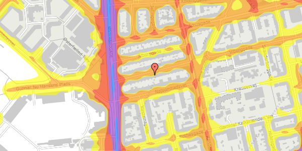 Trafikstøjkort på Viborggade 14, kl. , 2100 København Ø