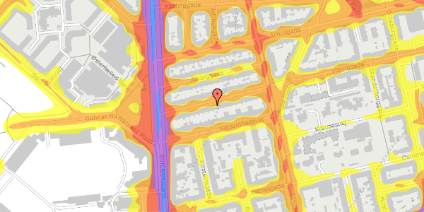 Trafikstøjkort på Viborggade 14, 2. th, 2100 København Ø