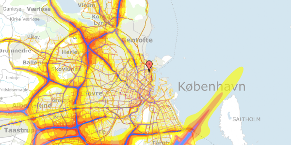 Trafikstøjkort på Viborggade 15, st. tv, 2100 København Ø