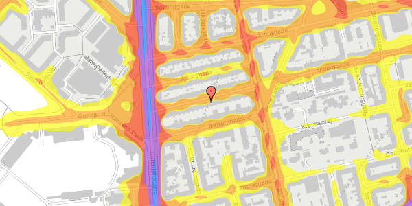 Trafikstøjkort på Viborggade 16, 3. , 2100 København Ø