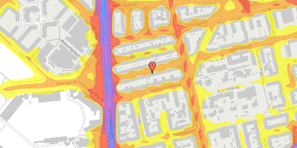 Trafikstøjkort på Viborggade 16, 4. , 2100 København Ø