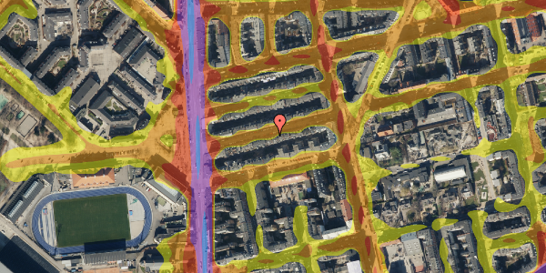 Trafikstøjkort på Viborggade 16, 5. , 2100 København Ø