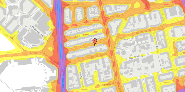 Trafikstøjkort på Viborggade 22, 1. th, 2100 København Ø