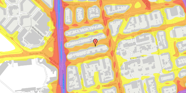 Trafikstøjkort på Viborggade 22, 1. tv, 2100 København Ø