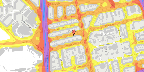 Trafikstøjkort på Viborggade 24, kl. th, 2100 København Ø