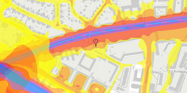 Trafikstøjkort på Vilhelm Thomsens Allé 5, 2. th, 2500 Valby