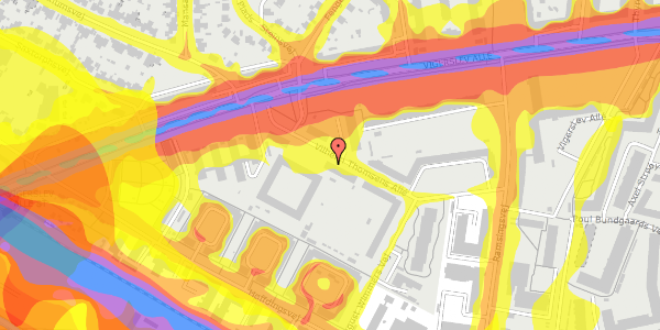 Trafikstøjkort på Vilhelm Thomsens Allé 36, 1. th, 2500 Valby