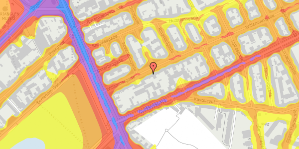 Trafikstøjkort på Willemoesgade 14, kl. th, 2100 København Ø