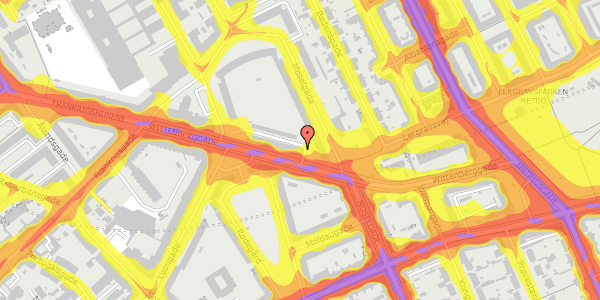 Trafikstøjkort på Wittenberggade 14, 4. th, 2300 København S