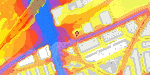 Trafikstøjkort på Vognmandsmarken 1, 4. th, 2100 København Ø