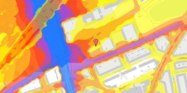 Trafikstøjkort på Vognmandsmarken 9, 3. th, 2100 København Ø