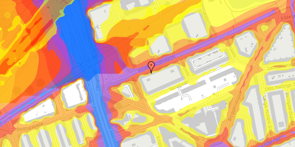 Trafikstøjkort på Vognmandsmarken 14, st. th, 2100 København Ø