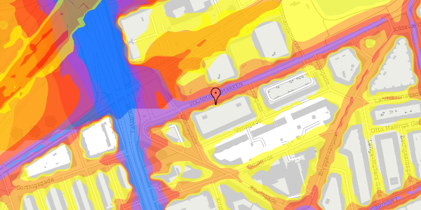 Trafikstøjkort på Vognmandsmarken 16, st. th, 2100 København Ø