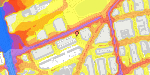 Trafikstøjkort på Vognmandsmarken 26, 3. tv, 2100 København Ø