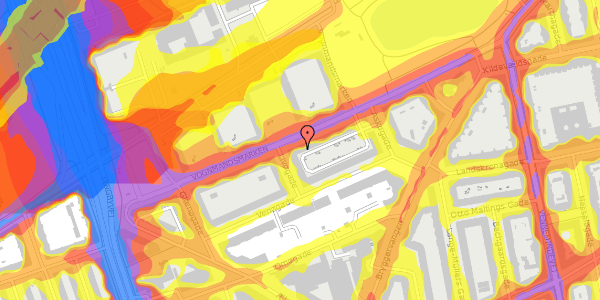 Trafikstøjkort på Vognmandsmarken 56, 1. th, 2100 København Ø