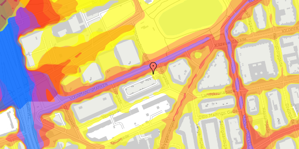 Trafikstøjkort på Vognmandsmarken 70, 1. th, 2100 København Ø