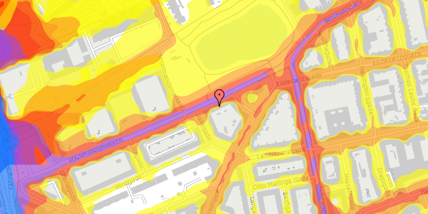 Trafikstøjkort på Vognmandsmarken 74, 1. th, 2100 København Ø