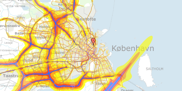 Trafikstøjkort på Voldmestergade 23, 2100 København Ø