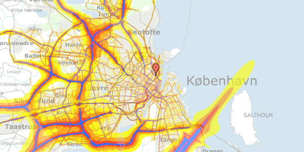 Trafikstøjkort på Voldmestergade 24, 2100 København Ø