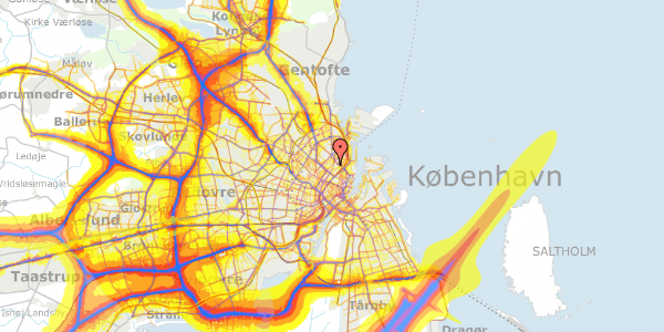 Trafikstøjkort på Voldmestergade 25, 2100 København Ø