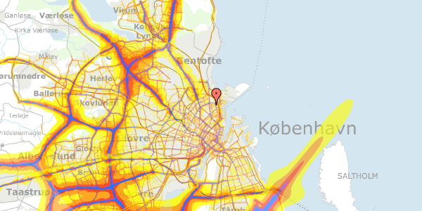 Trafikstøjkort på Vordingborggade 6D, 1. 11, 2100 København Ø