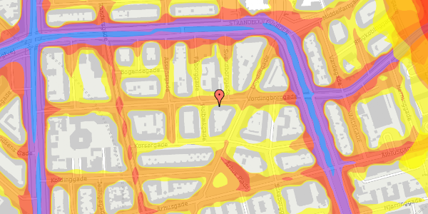 Trafikstøjkort på Vordingborggade 32, 1. th, 2100 København Ø