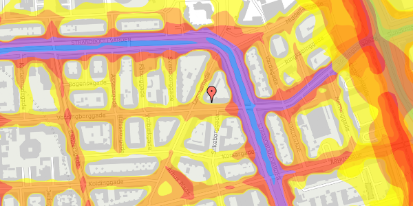 Trafikstøjkort på Vordingborggade 35, kl. 1, 2100 København Ø