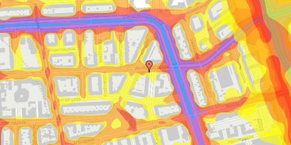 Trafikstøjkort på Vordingborggade 76, st. th, 2100 København Ø