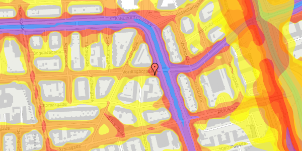 Trafikstøjkort på Vordingborggade 78, st. th, 2100 København Ø