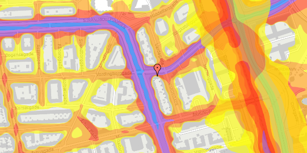 Trafikstøjkort på Vordingborggade 80, st. th, 2100 København Ø